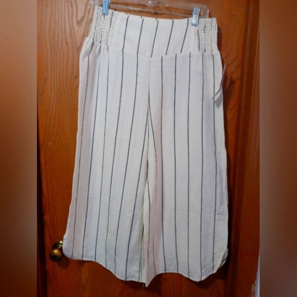 NWT RIP CURL striped Cropped Wide Leg Linen Pants